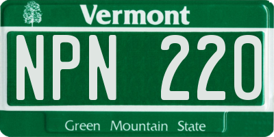 VT license plate NPN220
