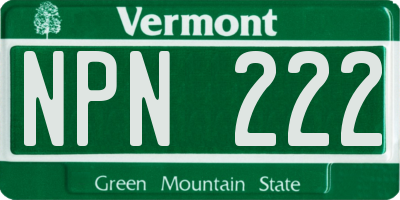 VT license plate NPN222