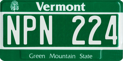 VT license plate NPN224