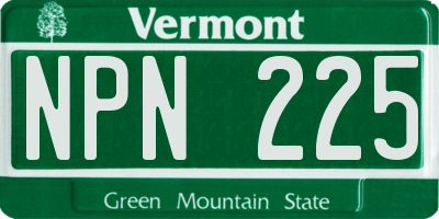 VT license plate NPN225