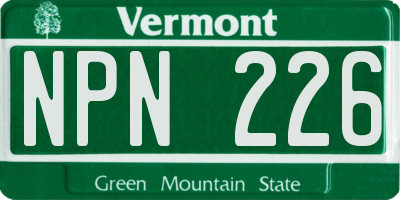 VT license plate NPN226