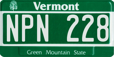 VT license plate NPN228