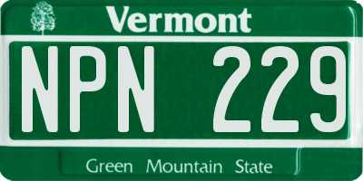 VT license plate NPN229