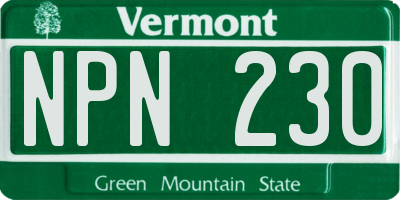 VT license plate NPN230