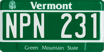 VT license plate NPN231