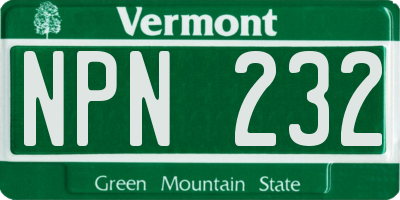 VT license plate NPN232