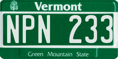 VT license plate NPN233