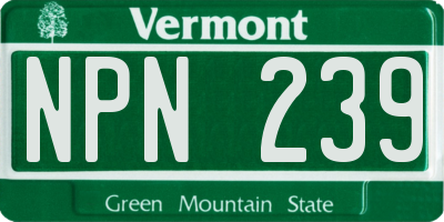 VT license plate NPN239
