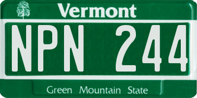 VT license plate NPN244