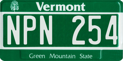 VT license plate NPN254