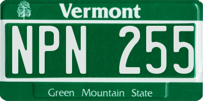 VT license plate NPN255
