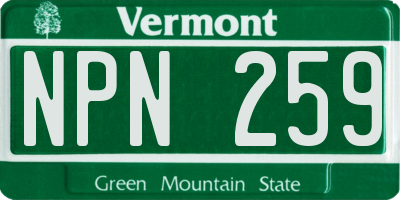 VT license plate NPN259
