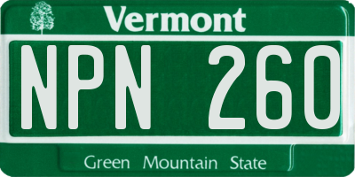 VT license plate NPN260