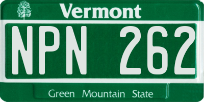 VT license plate NPN262