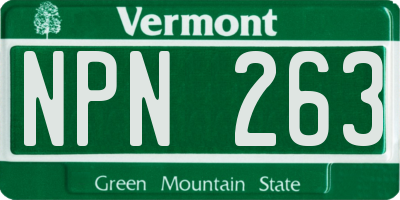 VT license plate NPN263