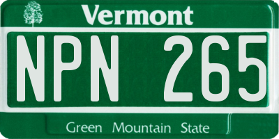 VT license plate NPN265