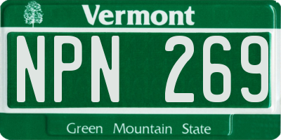 VT license plate NPN269