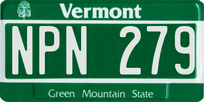 VT license plate NPN279
