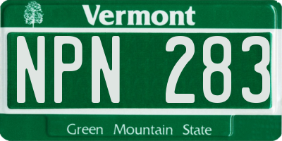 VT license plate NPN283