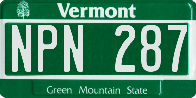 VT license plate NPN287