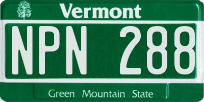 VT license plate NPN288