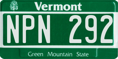 VT license plate NPN292