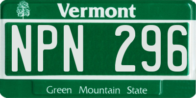 VT license plate NPN296