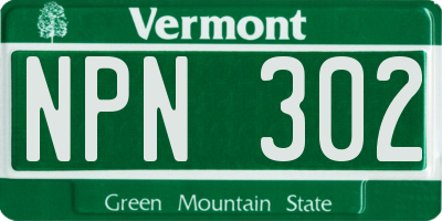 VT license plate NPN302
