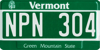 VT license plate NPN304