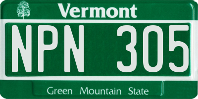 VT license plate NPN305