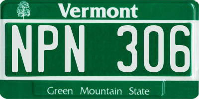 VT license plate NPN306