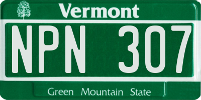 VT license plate NPN307