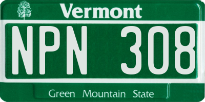 VT license plate NPN308