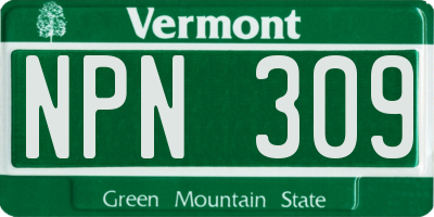 VT license plate NPN309