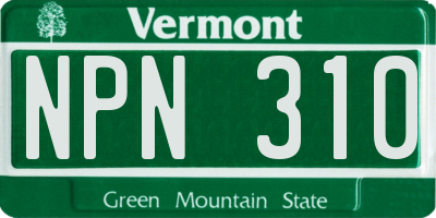 VT license plate NPN310