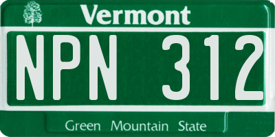 VT license plate NPN312