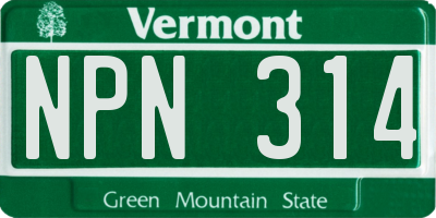 VT license plate NPN314