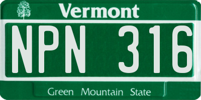 VT license plate NPN316