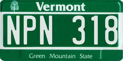 VT license plate NPN318