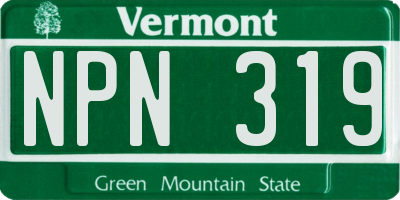 VT license plate NPN319