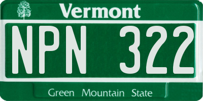 VT license plate NPN322