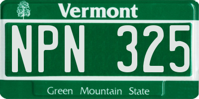 VT license plate NPN325