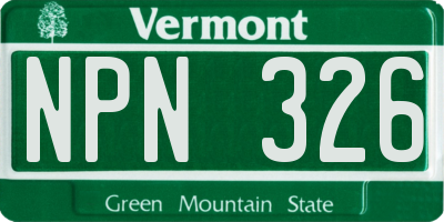 VT license plate NPN326