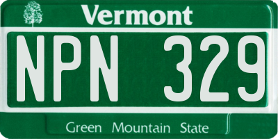 VT license plate NPN329