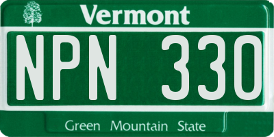 VT license plate NPN330