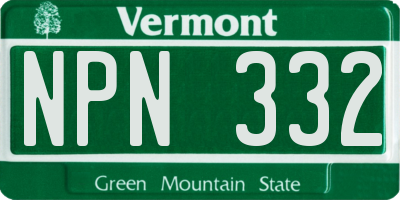 VT license plate NPN332