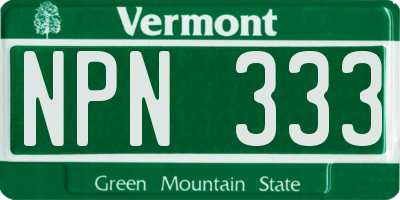 VT license plate NPN333