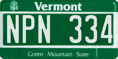 VT license plate NPN334