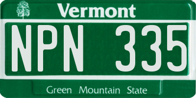 VT license plate NPN335