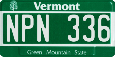 VT license plate NPN336